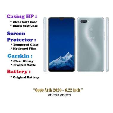 Oppo A11k 2020 - 6.22 inch - Case - Screen Protector - Battery - Dll Clear Soft Case