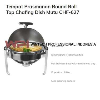 CHF-627 Tempat Prasmanan - Round Roll Top Chafing Dish Stainless Stell