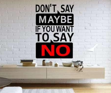 Stiker Unik Dinding Rumah Cafe Office Wall Sticker Say No 058 Hitam - Merah