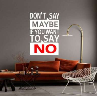 Stiker Unik Dinding Rumah Cafe Office Wall Sticker Say No 058 Putih - Merah