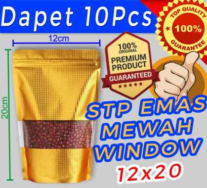 STANDING POUCH WINDOW EMAS MEWAH UKURAN 12X20CM - PC 021