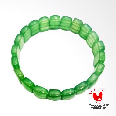 Vee Terapi Kesehatan Batu Giok Botol Model Oval Gelang - Hijau [21 Butir] Hijau