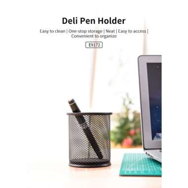 Tempat alat tulis BULAT Tempat pulpen jaring DELI Tempat pensil Pen stand Pen holder
