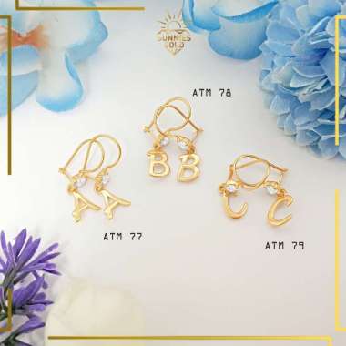 ANTING HURUF EMAS ASLI KADAR 300 / 6K ANTING EMAS HURUF ALPHABET ANTING CANTIK MURAH ATM HURUF HURUF