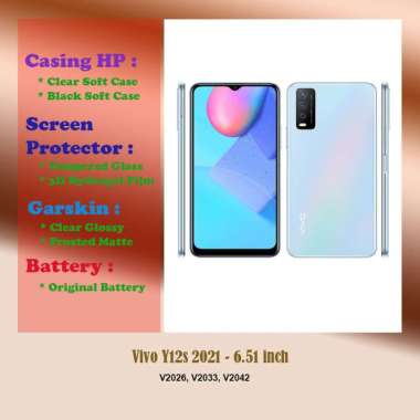 Vivo Y12s 2021 - 6.51 inch - Case - Screen Protector - Battery - Dll Clear Soft Case