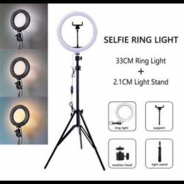 LAMPU RING LIGHT 33 CM + TRIPOT 2.1 MN + HOLDER HP 100 % ORIGINAL Multicolor