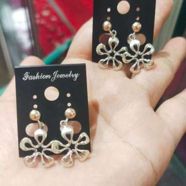 Anting Earrings Sumpel Stud Tusuk Perak Silver Bali Asli 925 Motif Bunga Kembang Mix Gold Emas 18k W