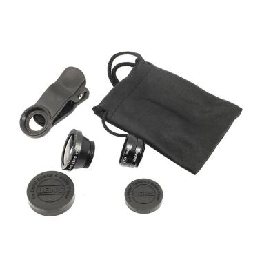 Jual Universal Clip Lens 3 In 1 Fisheye Wide Angle Macro Lens For