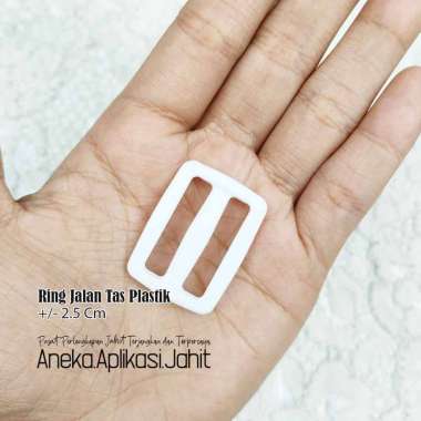 12 BIJI RING JALAN GESPER TAS PLASTIK BUCKLE 2.5 CM PUTIH