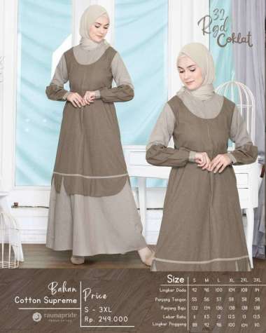 Rauna Couple / GD -32 Coklat / Fashion Muslim XXXL Gamis Coklat