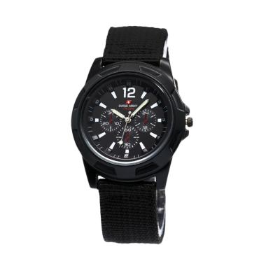 Jual Swiss Army Tali Kanvas Jam Tangan Pria - Hitam [LZ003