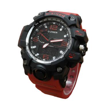 jual d ziner dz0533 dual time jam tangan pria karet merah hitam harga jual d ziner dz0533 dual time jam tangan pria karet merah hitam harga