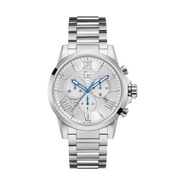 Guess Collection Gc Esquire Chronograph Jam Tangan Pria Stainless Y08007G1 - Silver Blue Silver