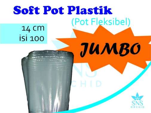 Pot Fleksibel Jumbo isi 100 bunga anggrek Softpot super besar 14 cm Hitam