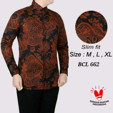 Promo BATIK PRIA LENGAN PANJANG BAJU BATIK SLIMFIT KEMEJA BATIK BCL744