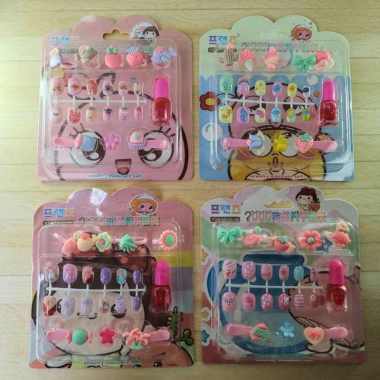 Set Aksesoris Anak Cincin Jepit Rambut dan Kuku Mainan + Kutek
