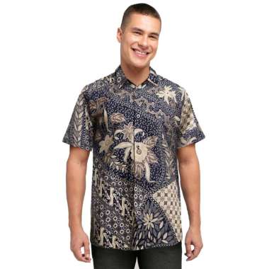 Jual Rianty Larry Hem Kemeja Batik Pria Lengan Pendek Green - S Green