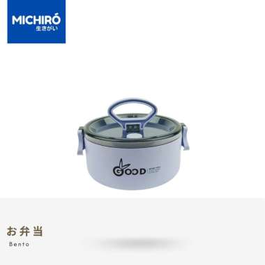 Michiro Tempat Makan Berbentuk Bulat Microwave Dilengkapi Garpu 1 Tiers Microwave Round Lunch Box Pu