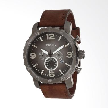 Jual Fossil Strap Leather Jam Tangan Pria - Brown Silver 