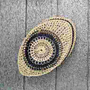 Peci Rotan Oval Khas Kalimantan Topi Rotan Anyaman Semua Ukuran biru