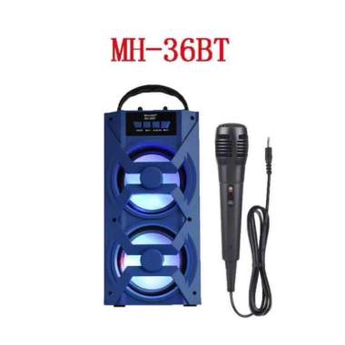 Speaker MH-36BT Bonus Mic ! Speaker Karaoke Bluetooth Portable biru