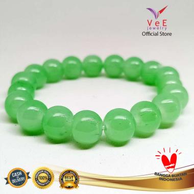 Gelang Batu Giok Asli Bola 10mm - VeE Gelang Pria / Wanita Hijau