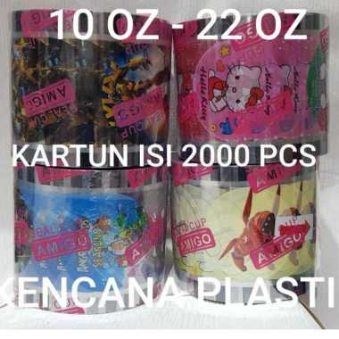 AMIGO Plastik Lid Cup Sealer/ Tutup Gelas Plastik [ isi +/- 2000 Cup ] MOTIF KARTUN