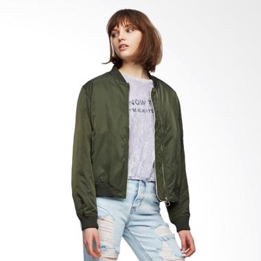 Jual Pull and Bear Bomber Jacket Wanita Green Online 