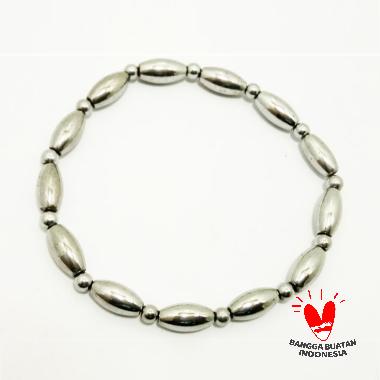 Vee Model Oval Bola Gelang Magnet Terapi Kesehatan SILVER