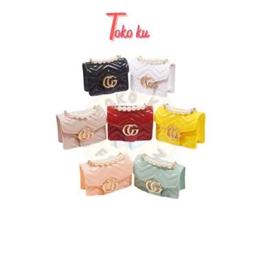 TAS SELEMPANG WANITA JELLY GLOSSY MINI GC KUNING