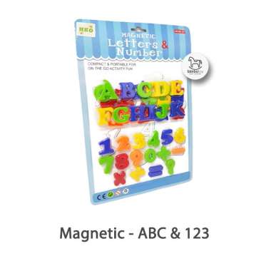 Bimbozone - MAGNETIC ABC & 123 LEMBARAN - Mainan Anak Huruf Magnet Tempelan Kulkas Angka Huruf Maina