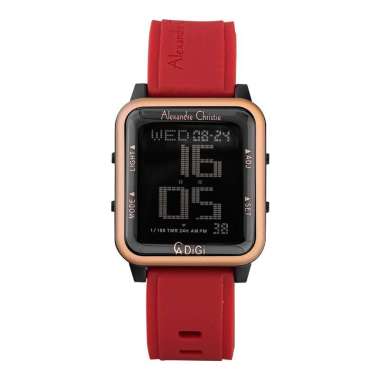 Alexandre Christie Digi AC 9344 MH RIPBARE Digital Dial Red Rubber Strap + Extra Set Case and Strap 