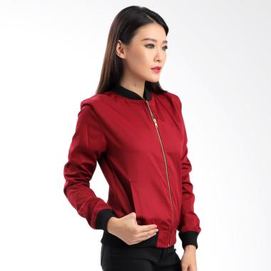 Jual MKY Clothing Plain Bomber Jacket Wanita Maroon 