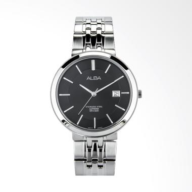 Jual Alba Man Black Dial Sapphire Crystal Stainless Steel 