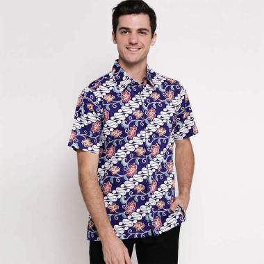 Batik Arjunaweda Parang Barong Hem Batik Pria - Biru [53072038] XL