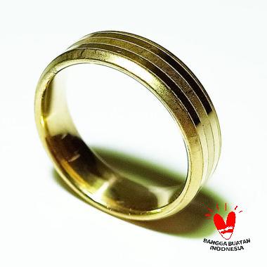 VeeCincin Titanium Model 2 Alur Cincin Pria Wanita Titanium Emas