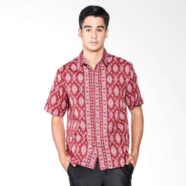 Jual Batik Adikusuma Ukiran Simetris Kemeja Pria Merah Jual Batik Adikusuma Ukiran Simetris Kemeja Pria Merah