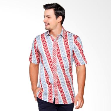 Jual Batik Heritage Katun Lereng Slim Fit Batik Pria - Biru Maroon - S