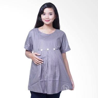 jual sd 309 polka kancing leona lengan pendek blouse baju abu harga jual sd 309 polka kancing leona lengan pendek blouse baju abu harga