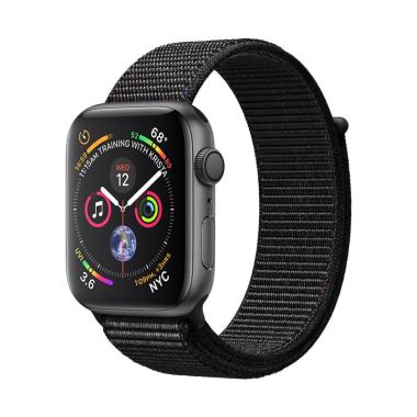 apple watch series 4 space gray aluminum case with black sport loop