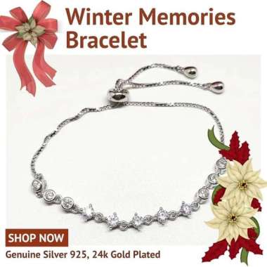 BCGT126 PERHIASAN GELANG SERUT WINTER MEMORIES PERAK SILVER 925 LAPIS EMAS ASLI ORIGINAL