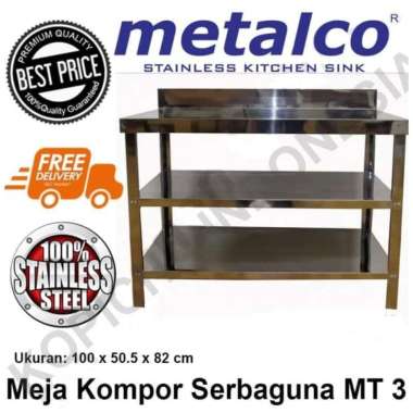 Jual Meja Dapur Kompor Stainless Steel 2 Rak Serbaguna Metalco Terbaik