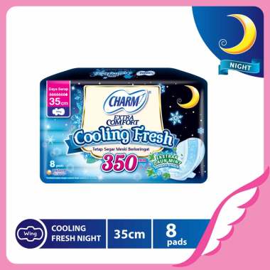 Charm Cooling Fresh Night Wing Pembalut Wanita 35 Cm 8 Pads Lengkap