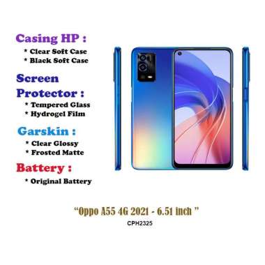 Oppo A55 4G 2021 - 6.51 inch - Case - Screen Protector - Battery - Dll Clear Hard Case