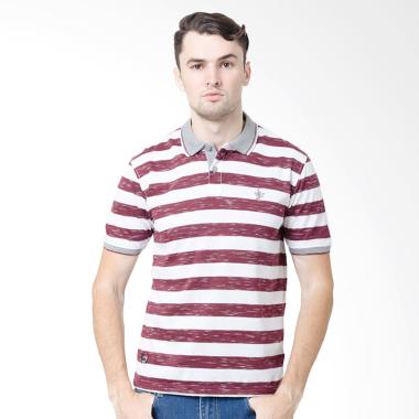 Jual Osella  Man Stripe Shirt Kaos  Polo Pria Burgundy 