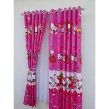 Terlaris Hordeng pintu/Gorden Karakter Motif +Renda hello kitty