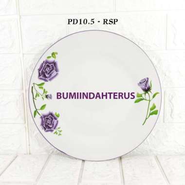 Piring Ceper Keramik 10.5Inch Motif Bunga By Bit Ceramics / Piring Keramik (PD10.5) - 6Pcs RSP/ROSE 