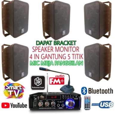 Paket Speaker 3R 4 Inch 5 Titik Mic Podium Connect Smart Tv Leptop