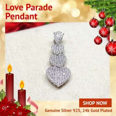 BCL374 PERHIASAN KALUNG LIONTIN LOVE PARADE PERAK SILVER 925 LAPIS EMAS PUTIH ASLI ORIGINAL LIONTIN 