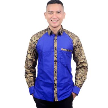 Model Kemeja Batik  Pria  Lengan Panjang Kombinasi Model 